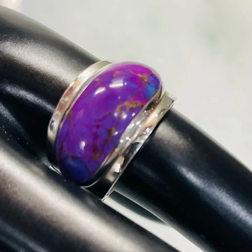 Sterling Silver Turquoise and purple accent cigar band